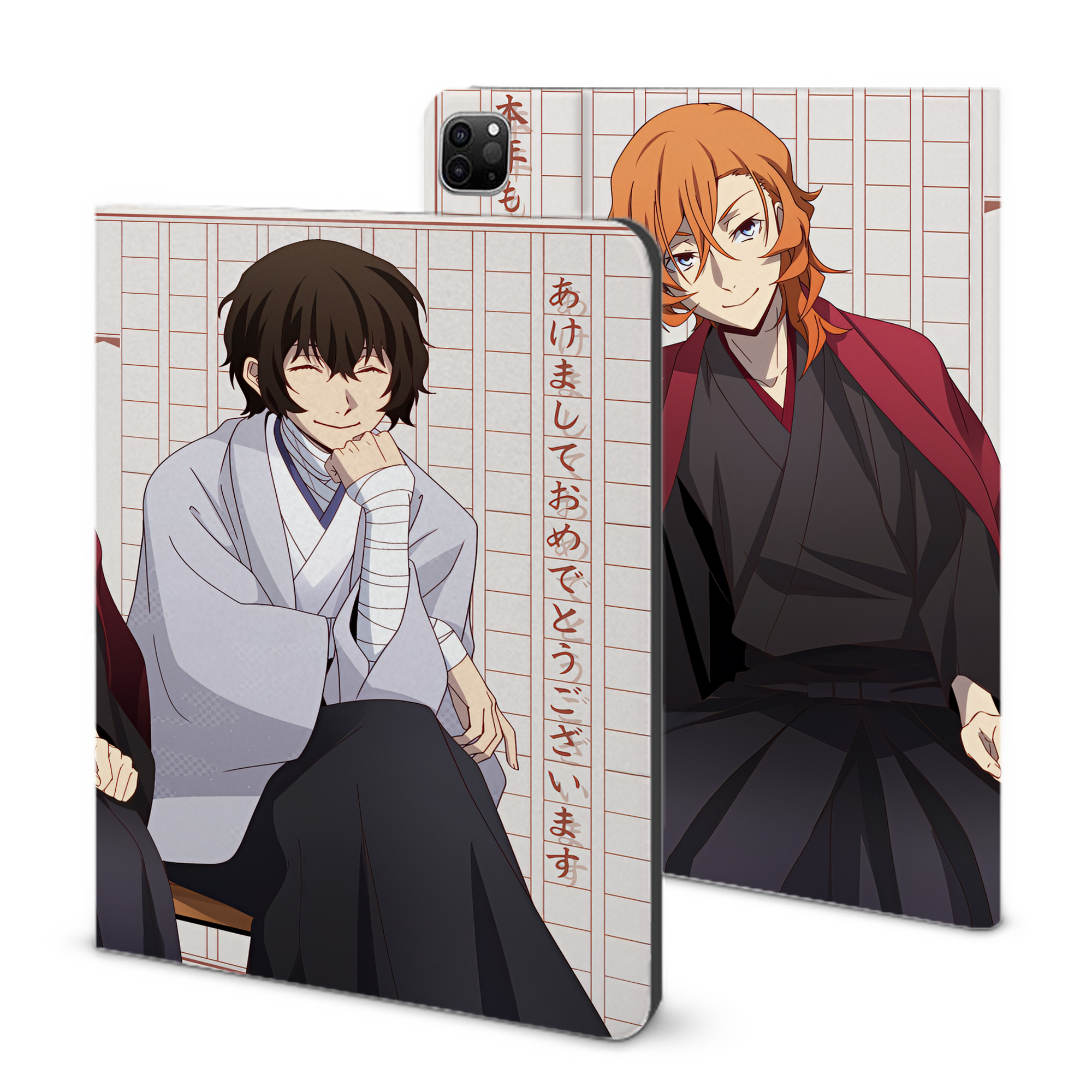 （画像用） 文豪ストレイドッグス Bungo Stray Dogs IPad ケース ブック型 PUレザー TPU 耐衝撃 軽量 薄型 ペン収納なし 全面保護 IPad 各モデル対応